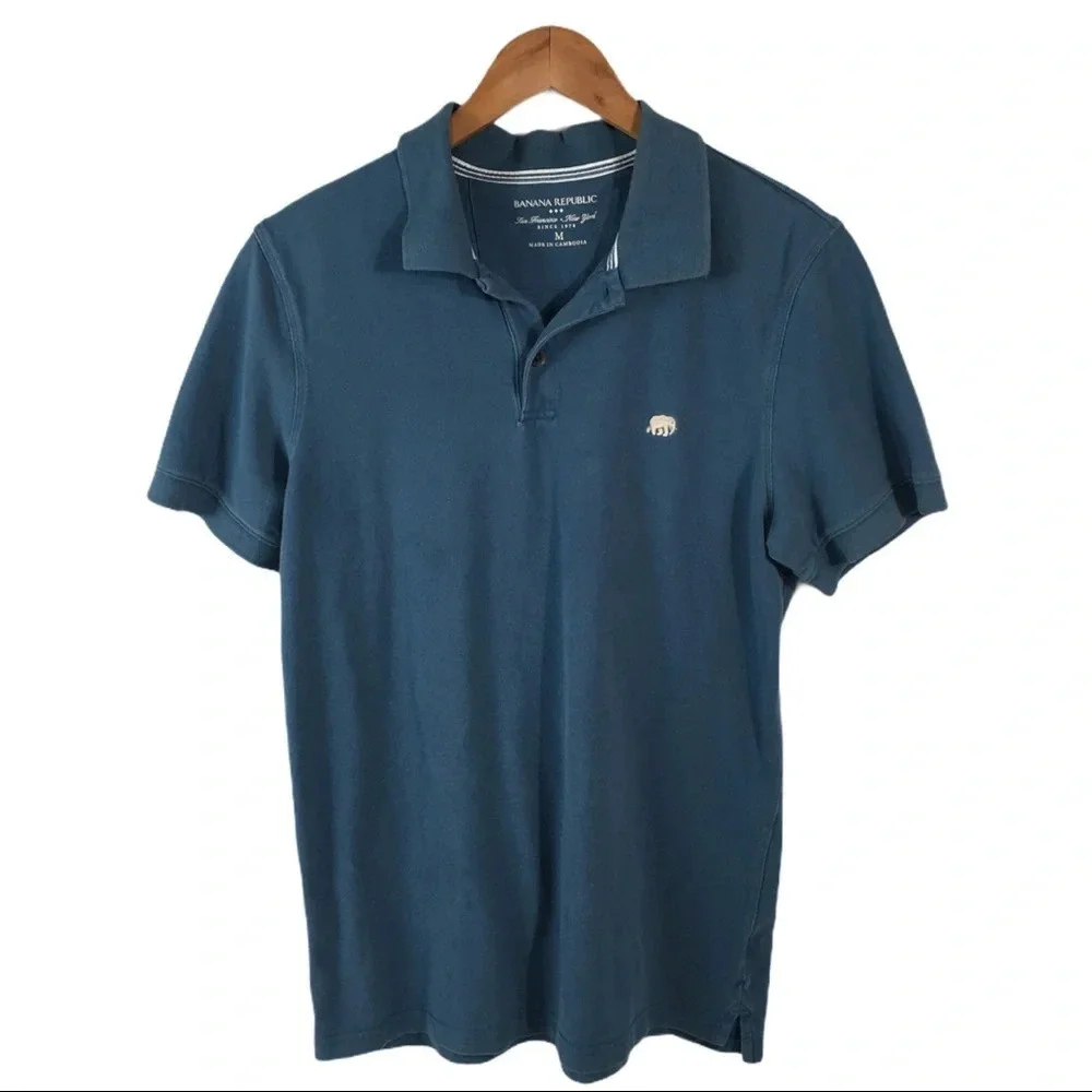 PO113 Banana Republic Designer Logo Short Sleeve Polo Shirt M